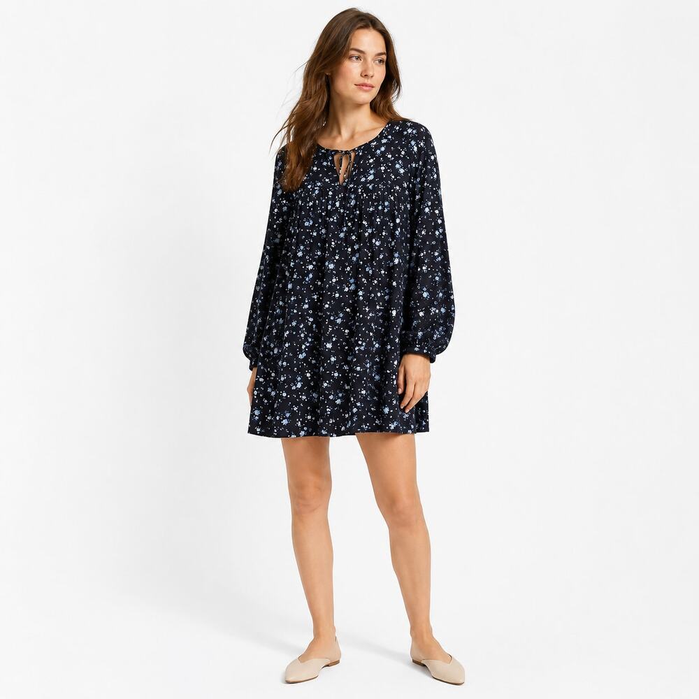 Reformation Floral blue mini dress long sleeve size S